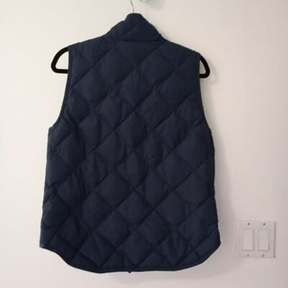 J.Crew Quilted Down Vest With Gold Zipper M Navy Blue - Picture 4 of 9